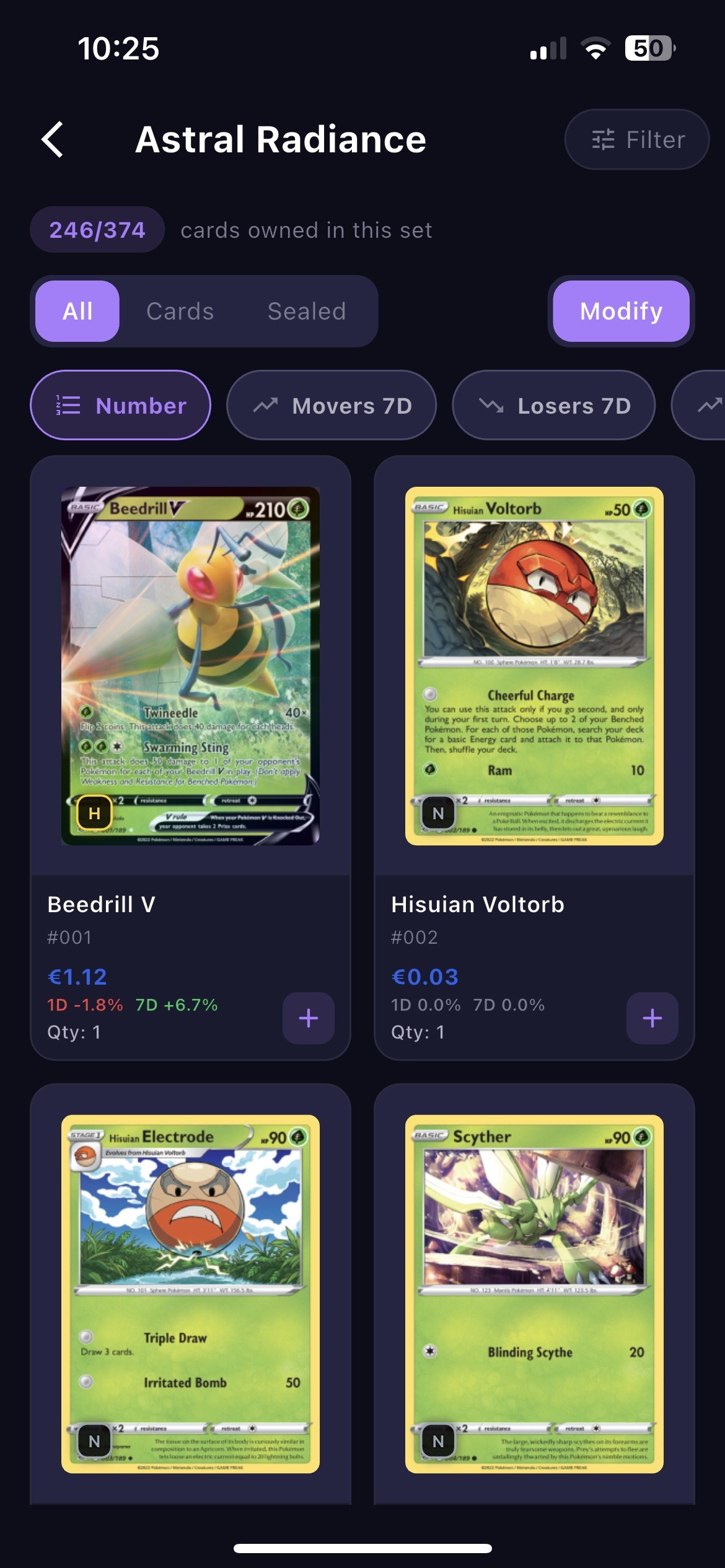 BinderWiz Pokemon TCG expansion completion tracker screen