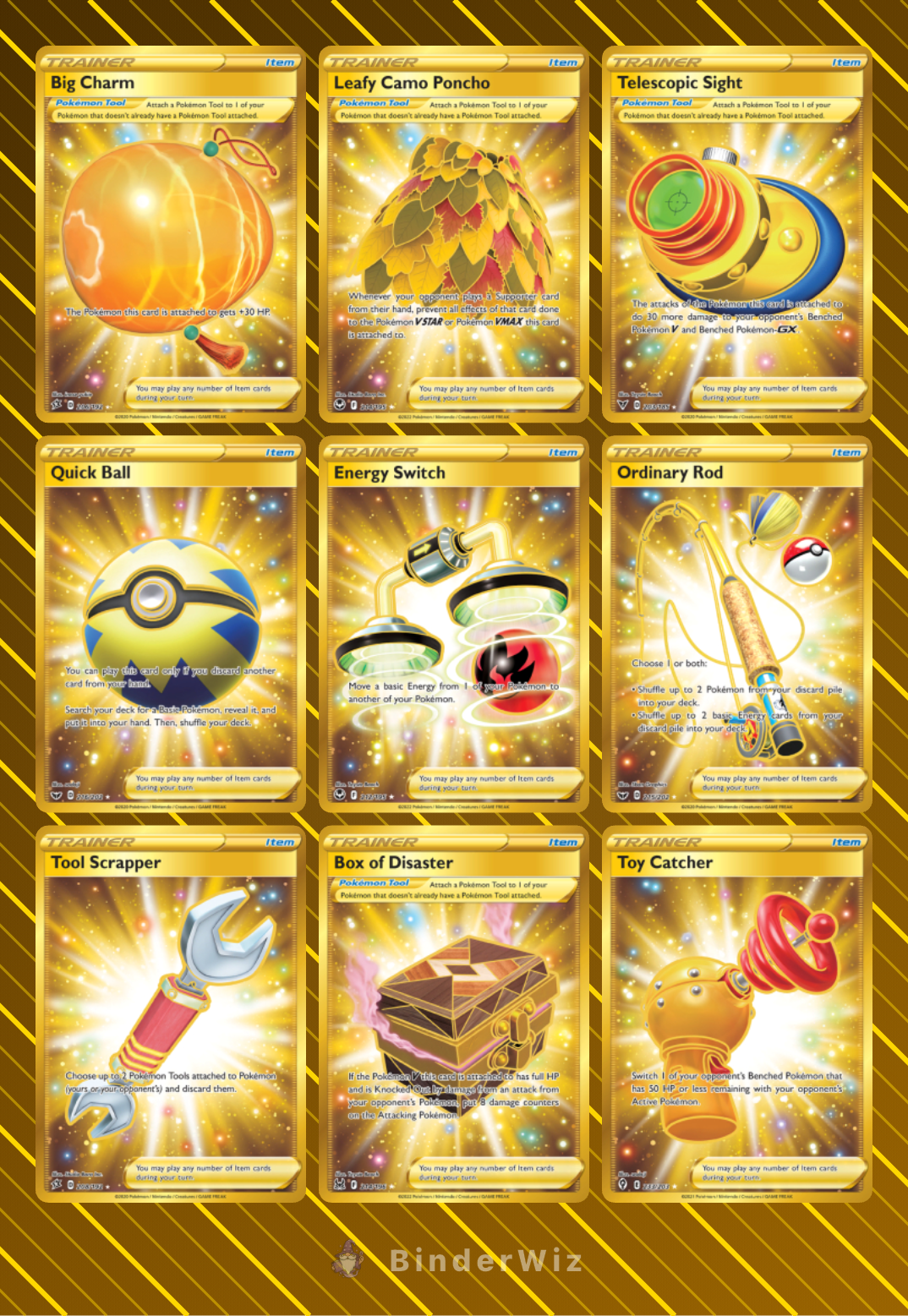 Gold Pokemon card color matching binder palette