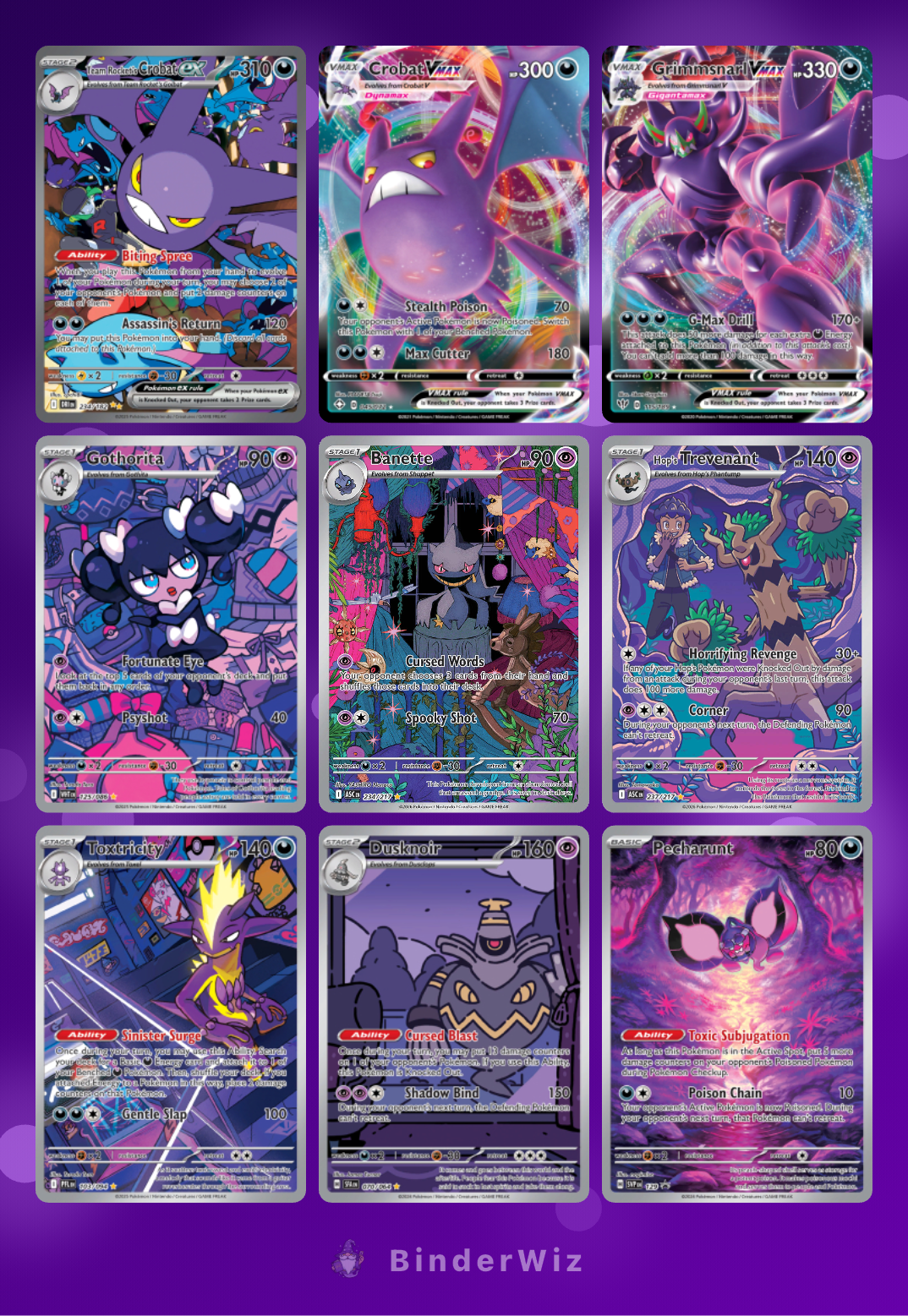 Purple Pokemon card color matching binder palette